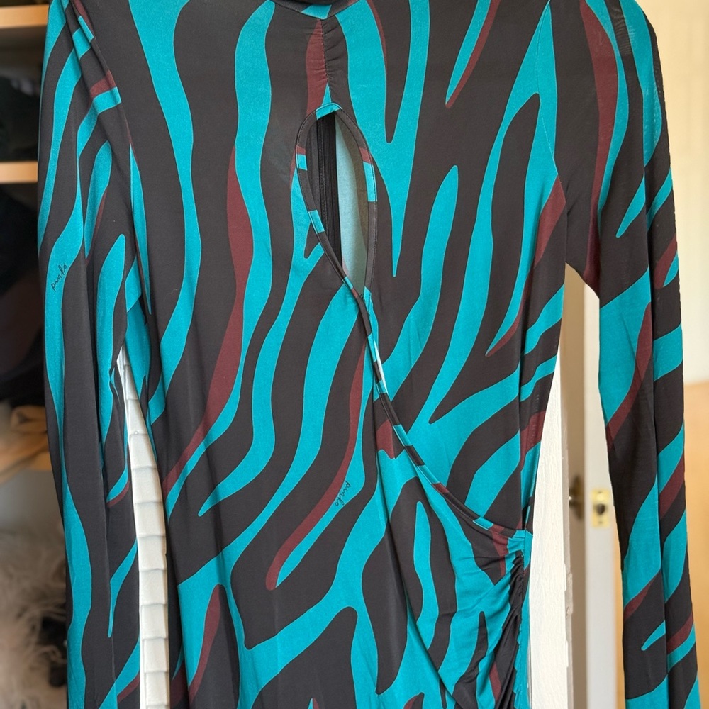 Pinko Teal and Black Striped Dress